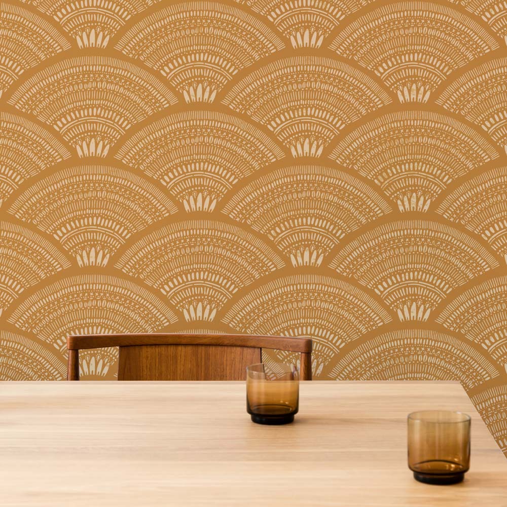 Dining Room Wall Boho Fans Allover Wall Stencil