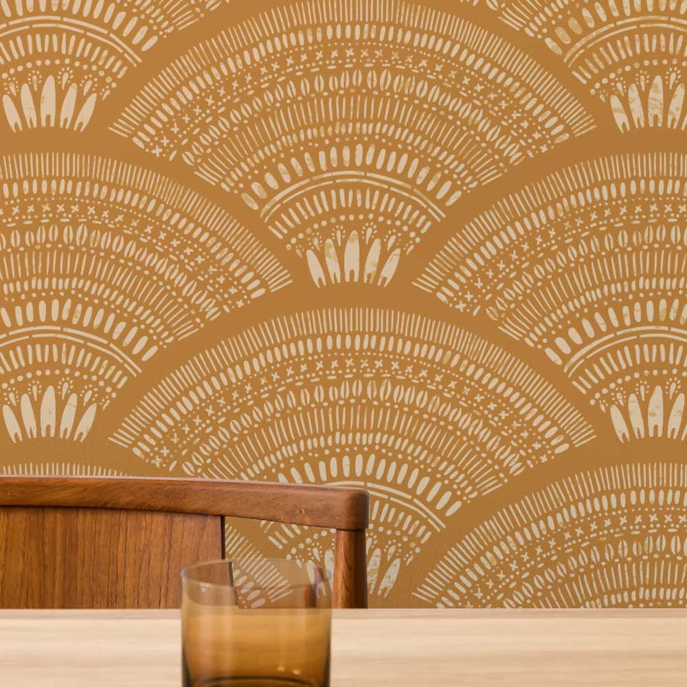 Dining Room Wall Boho Fans Allover Wall Stencil