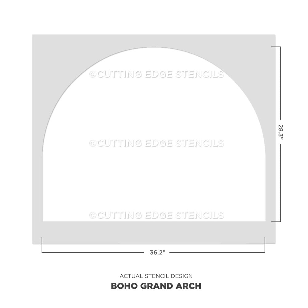 boho grand arch wall stencil actual image