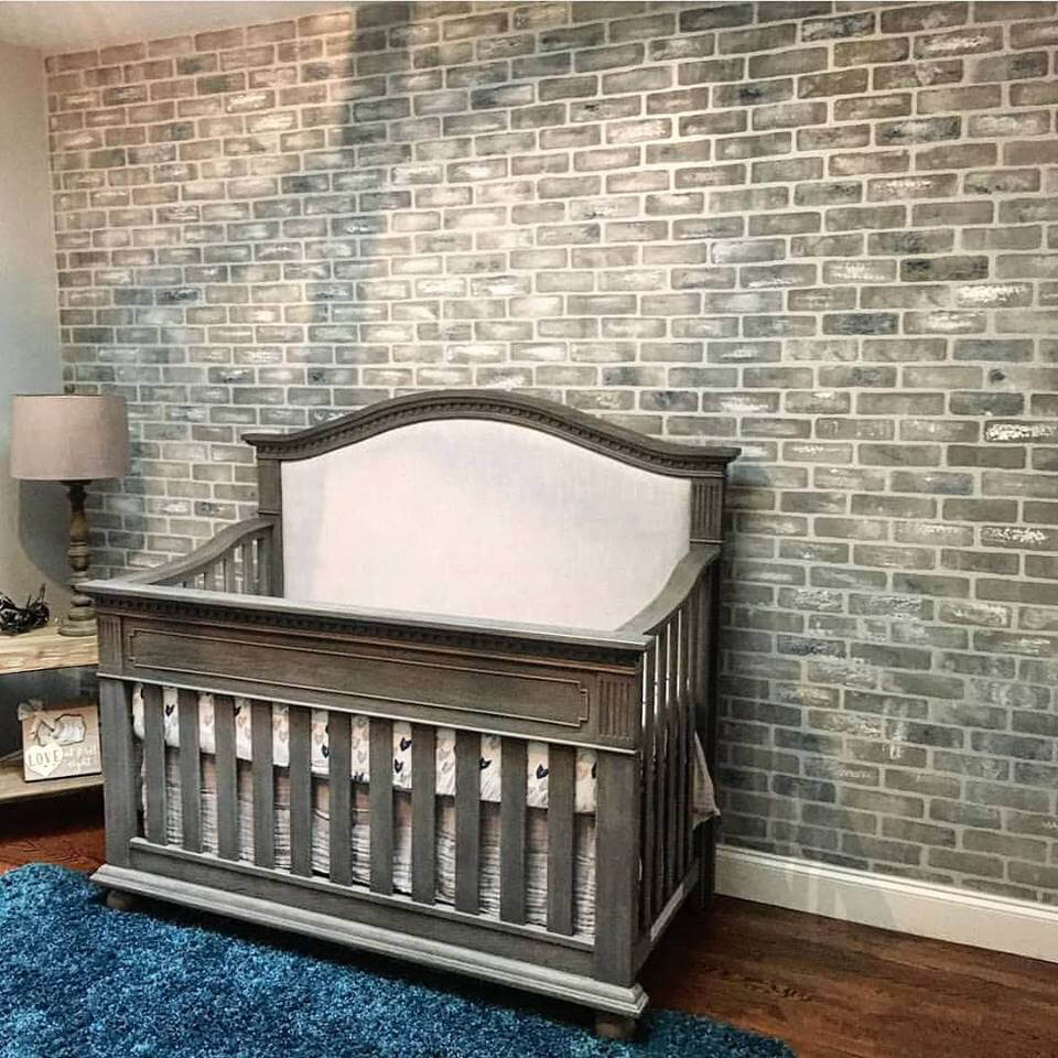 bricks stenciled nursery