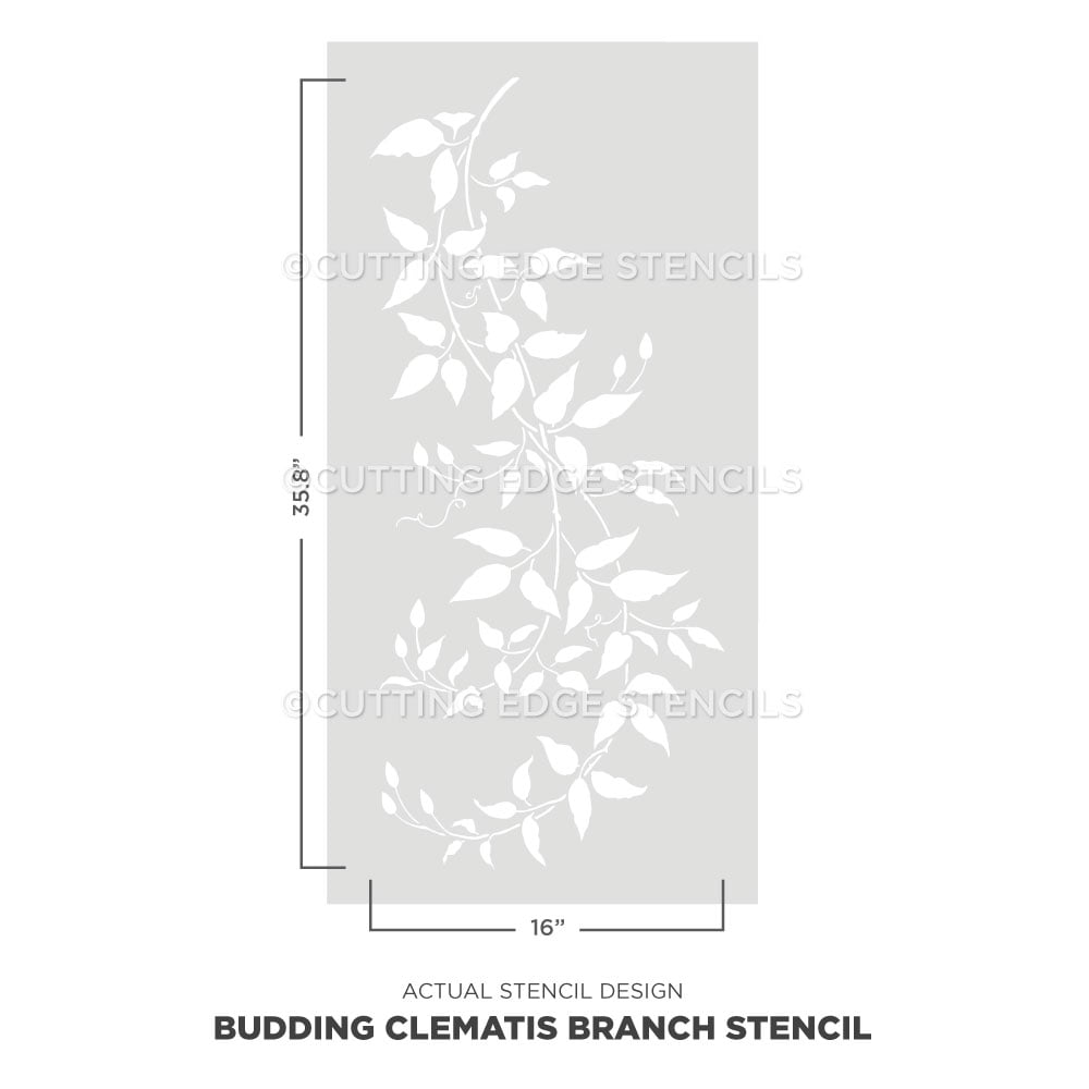 budding clematis branch stencil