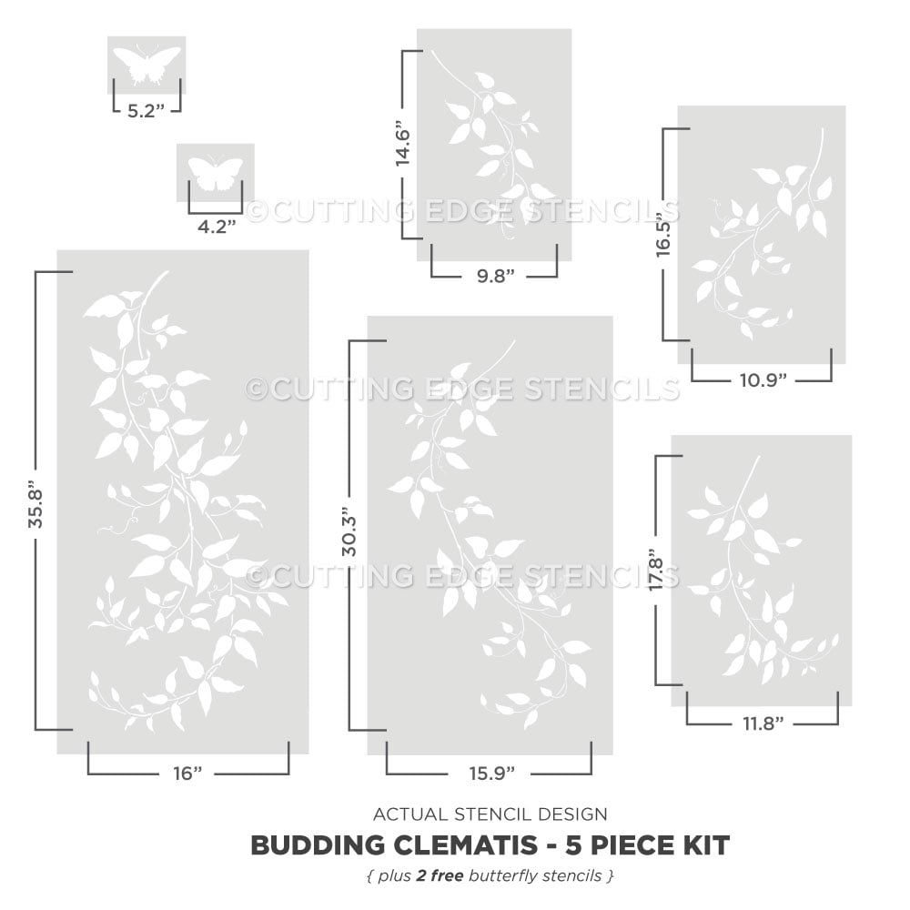 budding clematis stencil kit design