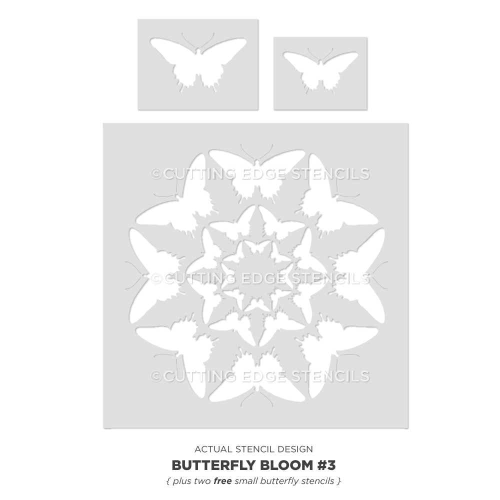 Butterflies medallion wall stencil