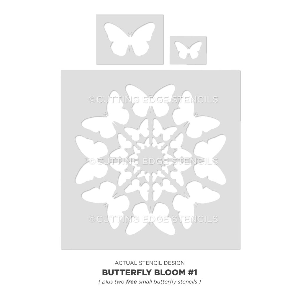 Butterfly Bloom Wall Stencil Butterflies medallion