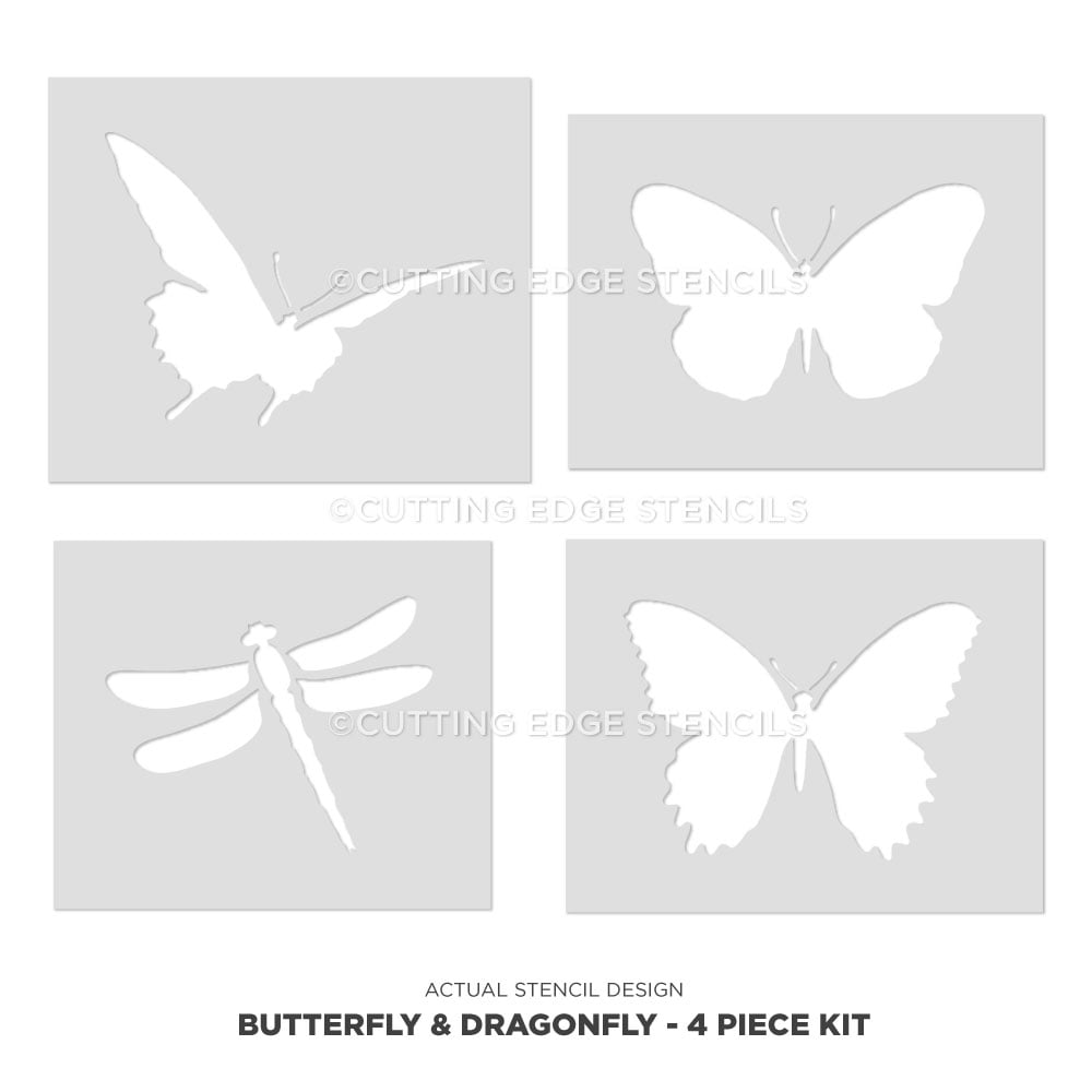 Butterfly dragonfly wall art stencils