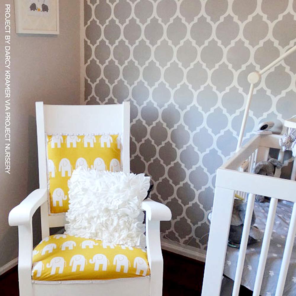 grey nursery wall stencil