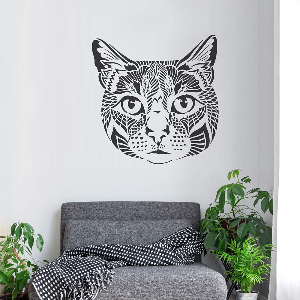 Cat face stencil cat stencils cats tatoo decal wall art