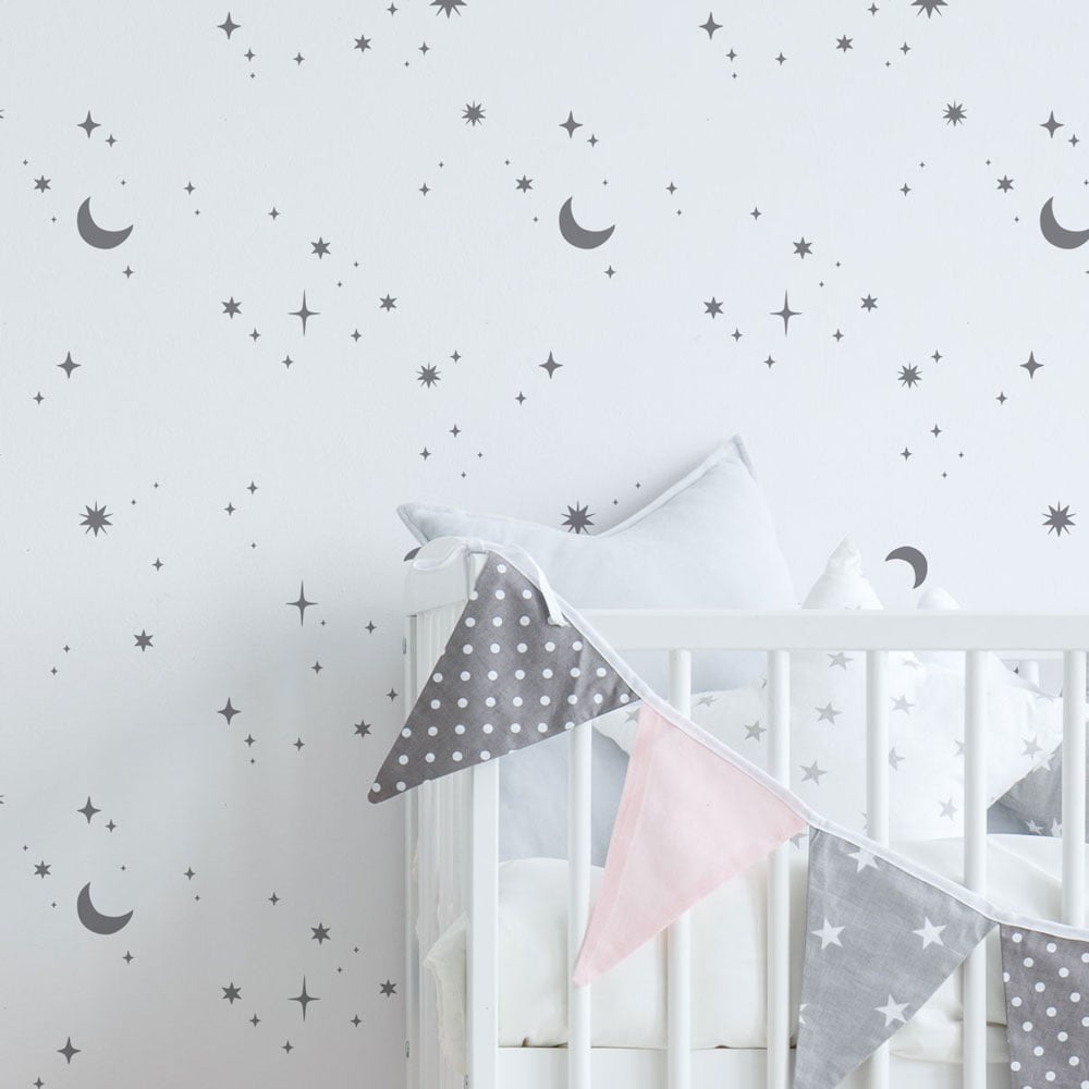 Celestial Stars and Moon Stencil for Nursery