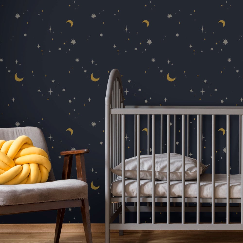 celestial stars and moons nursery stencil