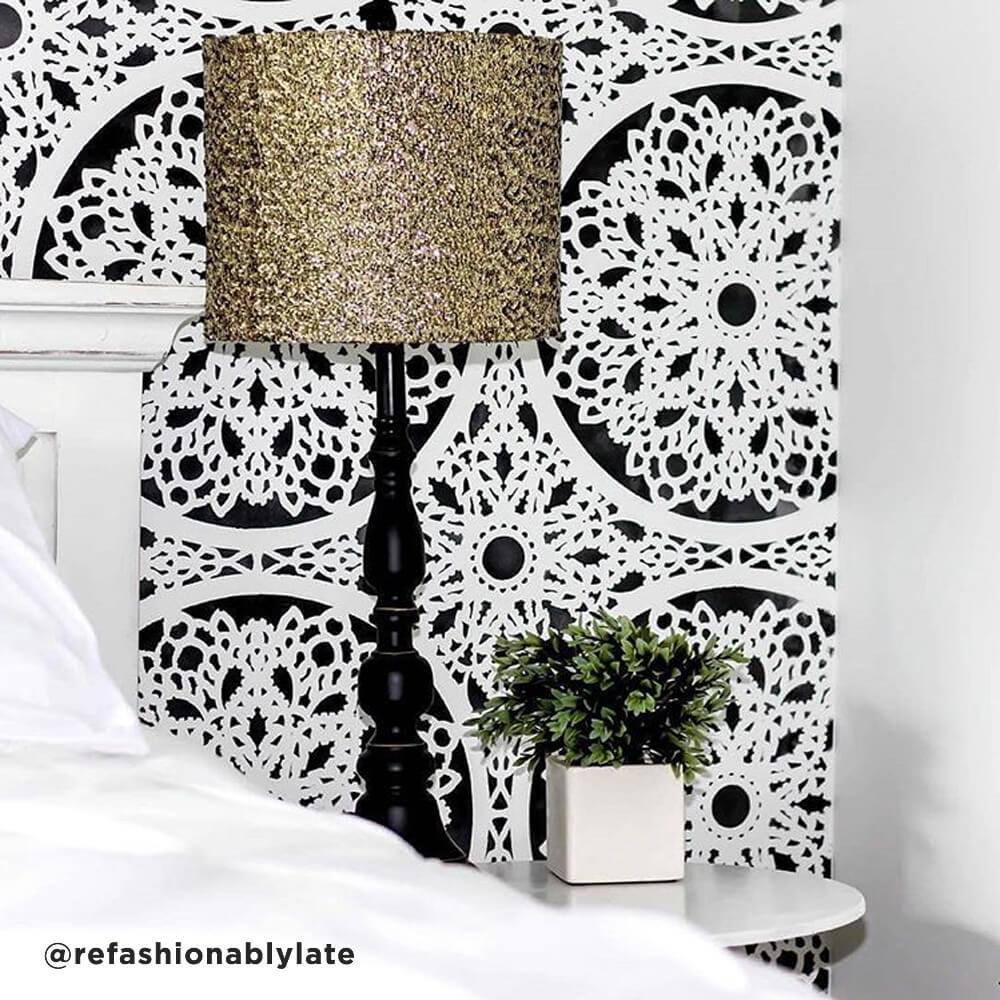 lace stencil wall