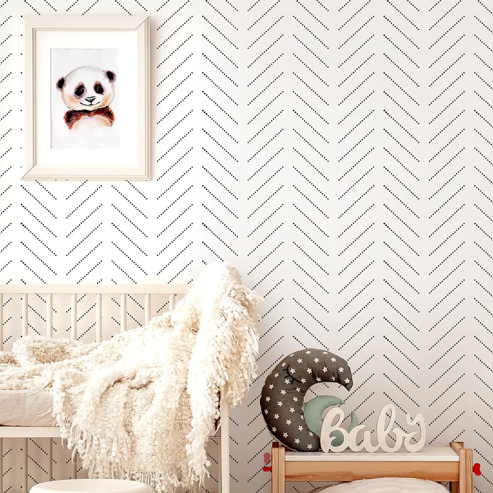 herringbone stencil for nursery