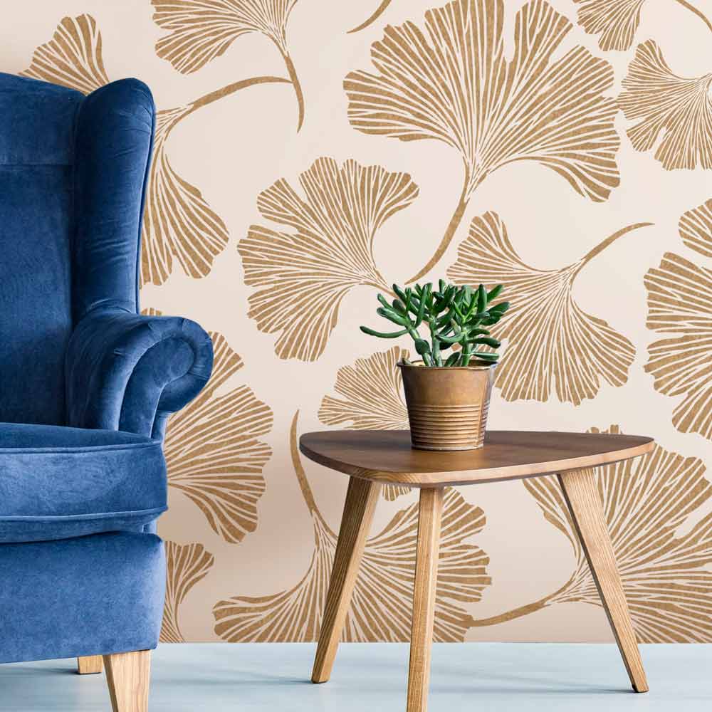 Chinese Ginkgo Stencil for Walls