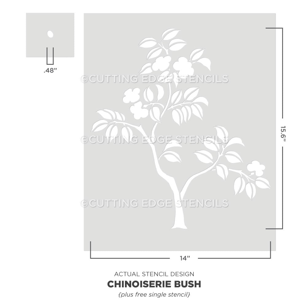 chinoiserie bush wall pattern stencil actual image