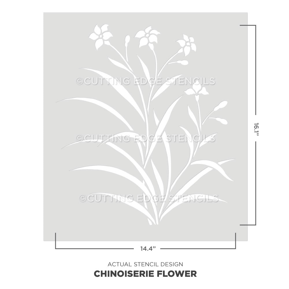 chinoiserie flower wall stencil actual image