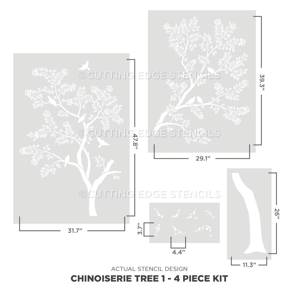 tree one chinoiserie stencil actual image