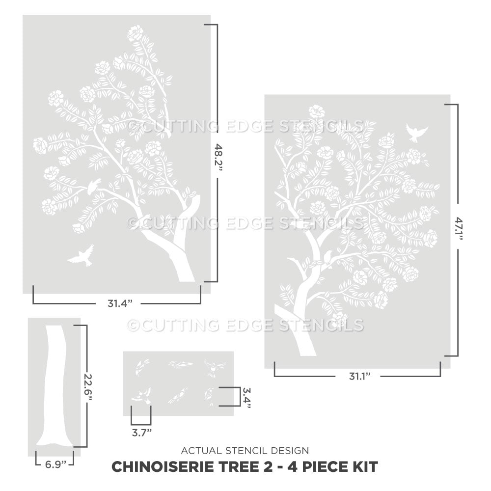 tree two chinoiserie stencil kit actual image