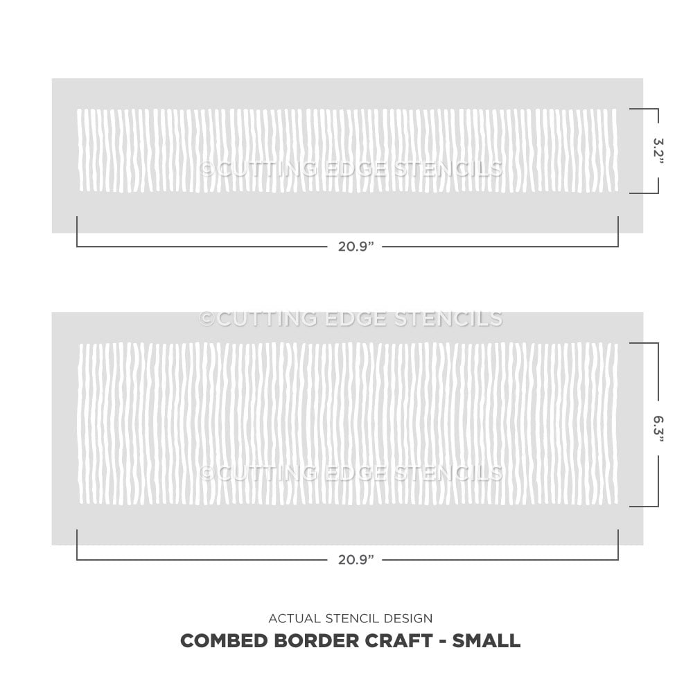 combed border wall stencil size small actual image