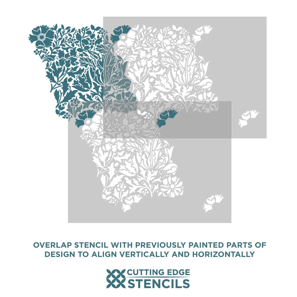 william morris stencil for painting compton flower wall stencil alignment photo