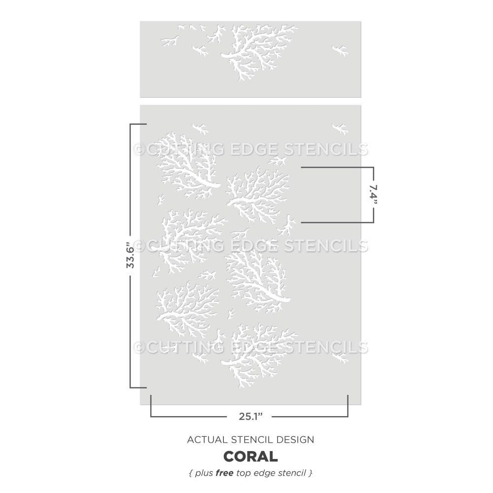 coral wall stencil nautical pattern