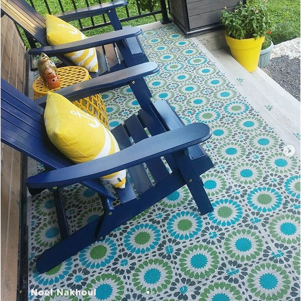 stenciled tile patio cement floor