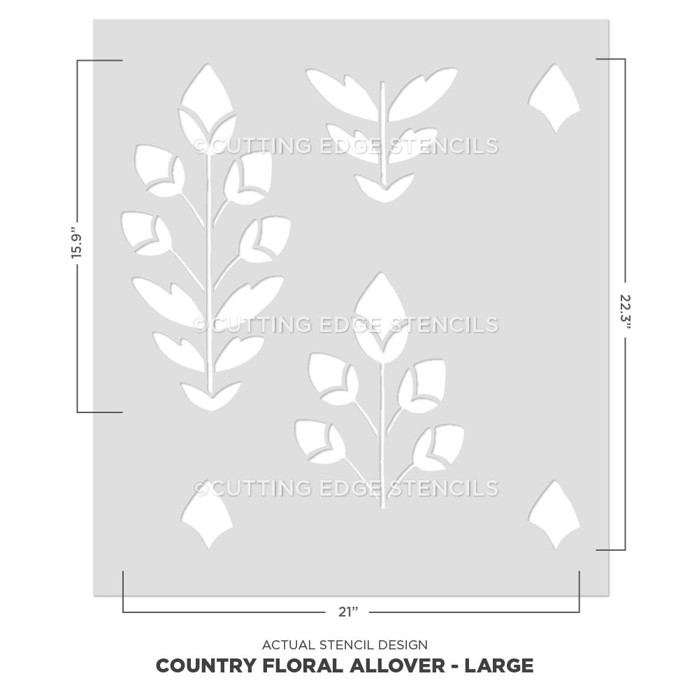 Country Floral Wall Stencil Size Large