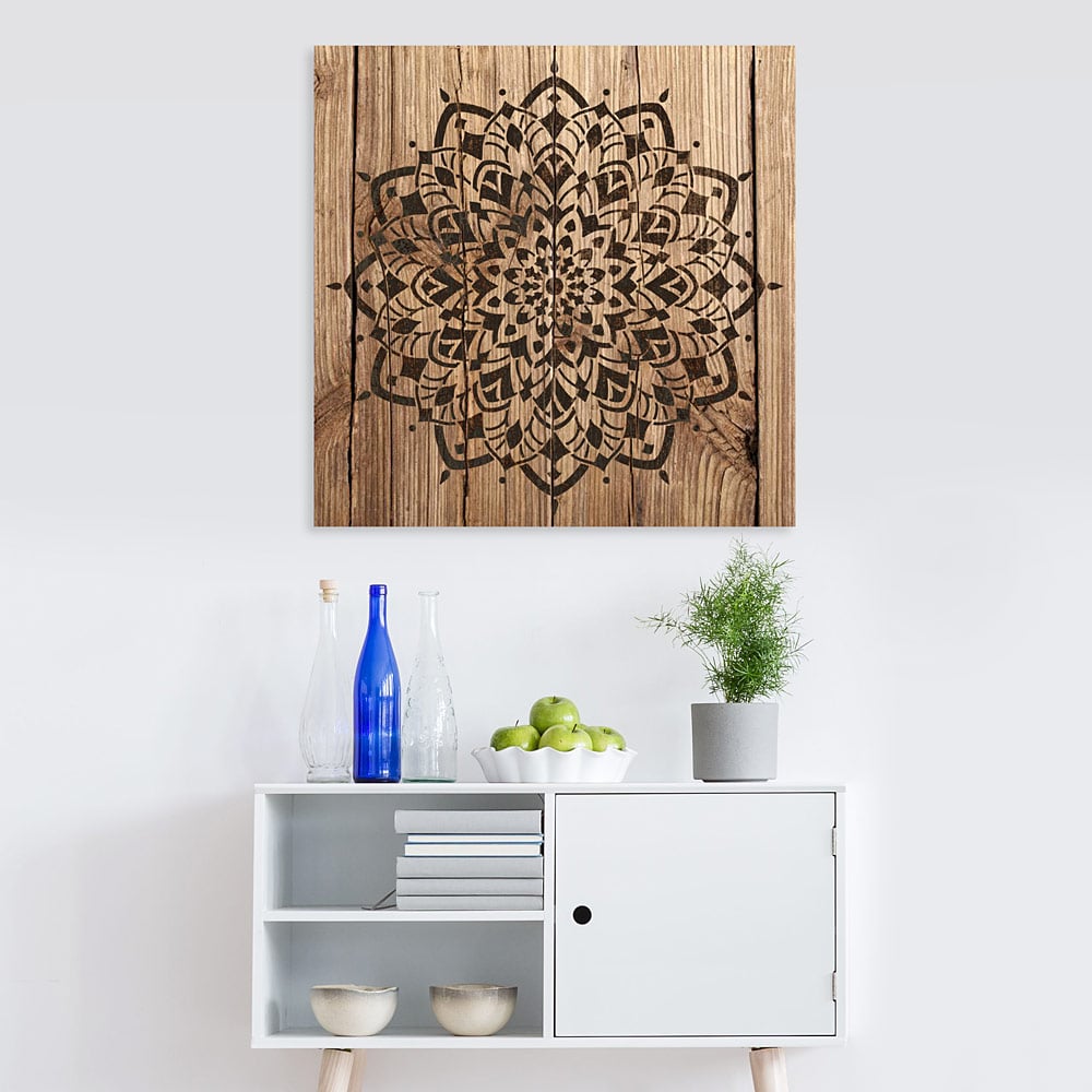 mandala on wood stencil