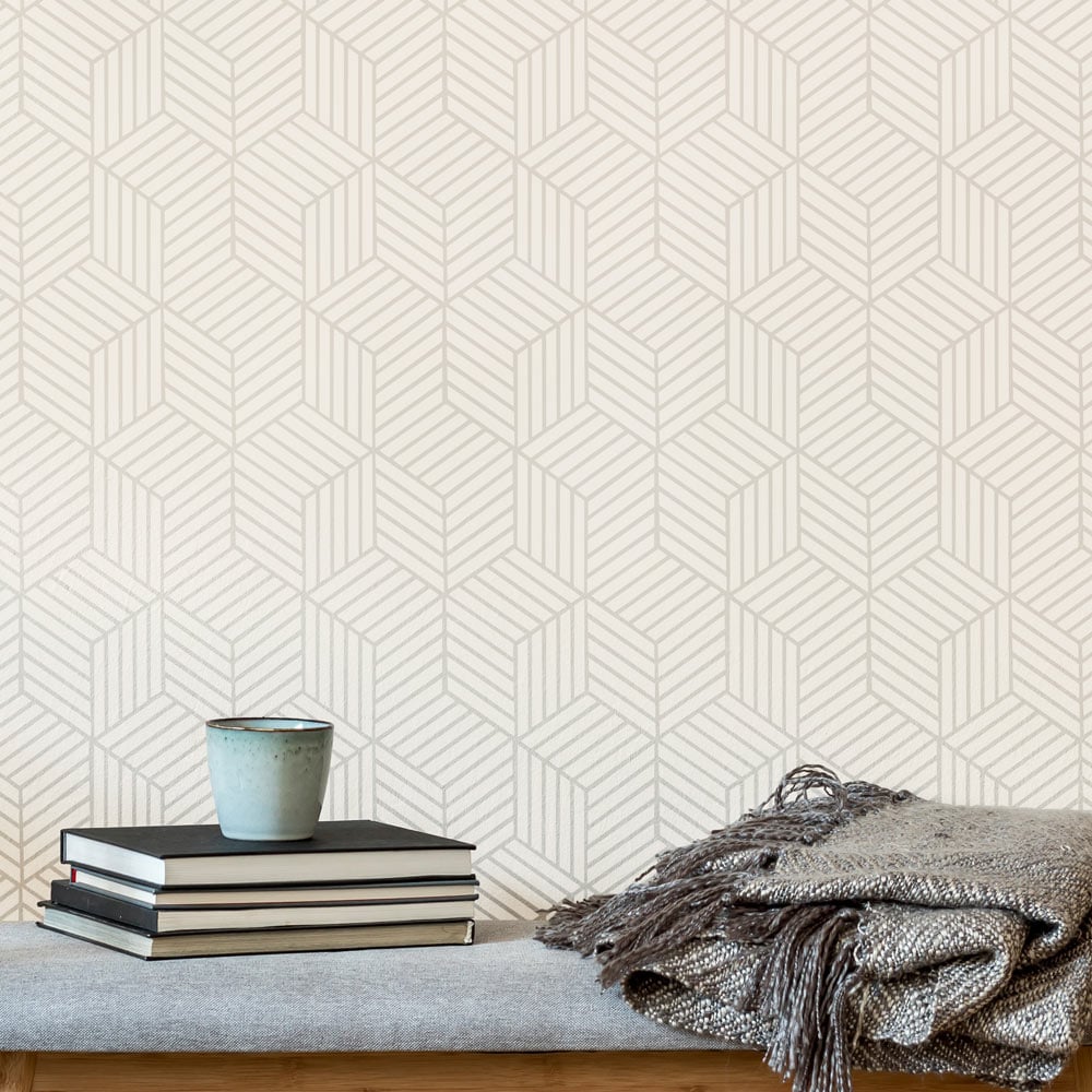 neutral grey and tan wall stencil