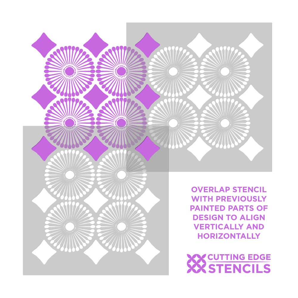 alignment stencil design daisy patio stencil registration marks