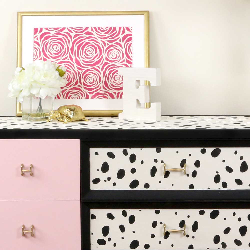 dalmatian spot stenciled dresser