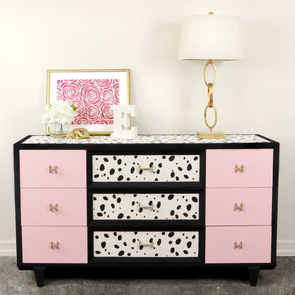 dalmatian spot stenciled dresser