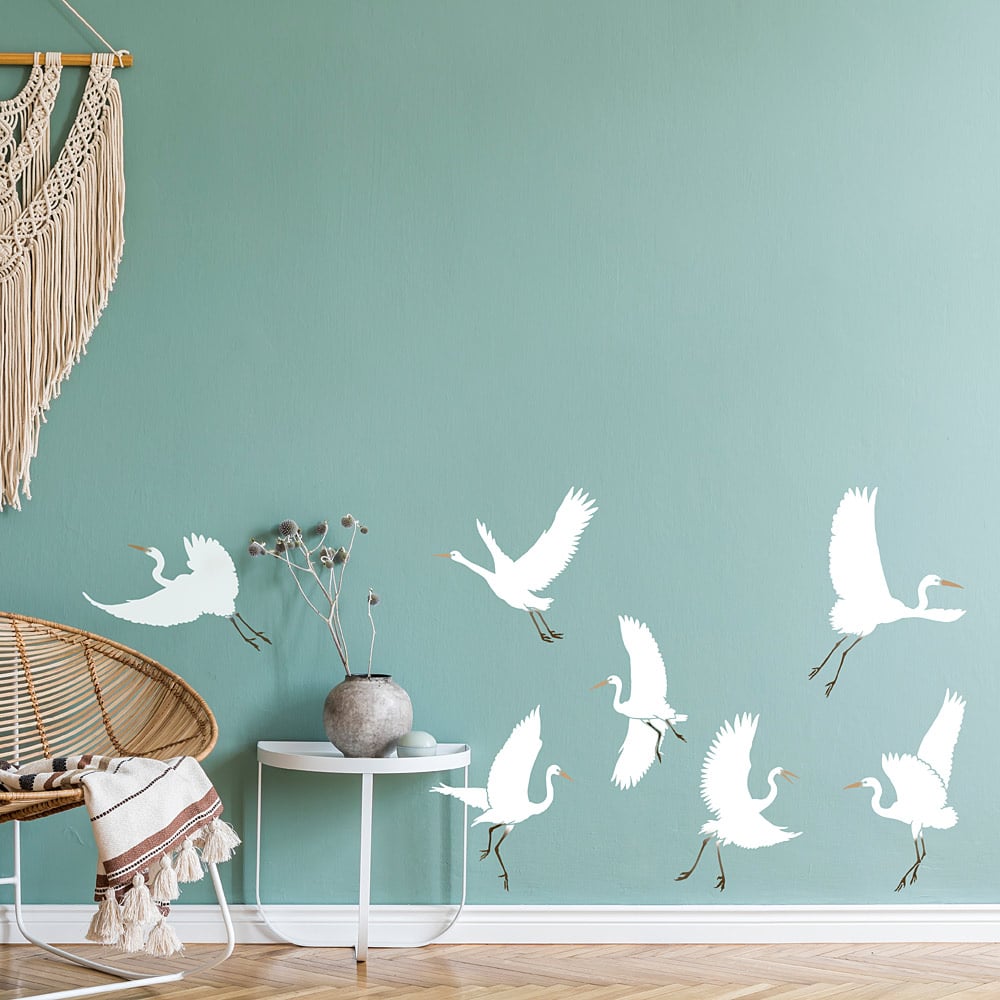 dancing egrets boho living room