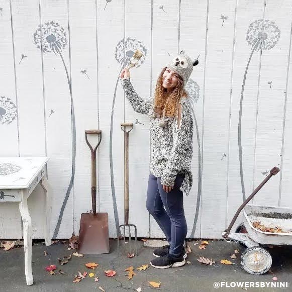 large floral dandelion wall stencil