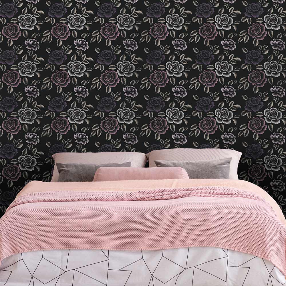 rose stencil dark florals