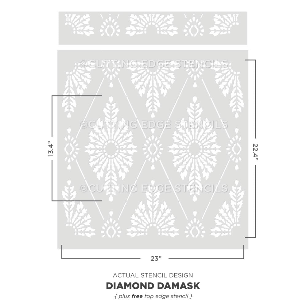 diamond damask stencil for walls