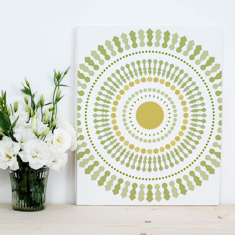 DIY-stenciled-canvas-wall-art-Funky-Wheel-stencil