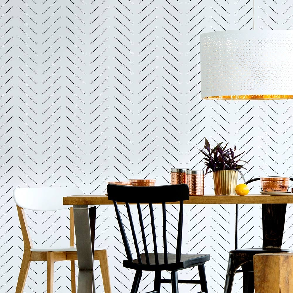 herringbone stencil for walls