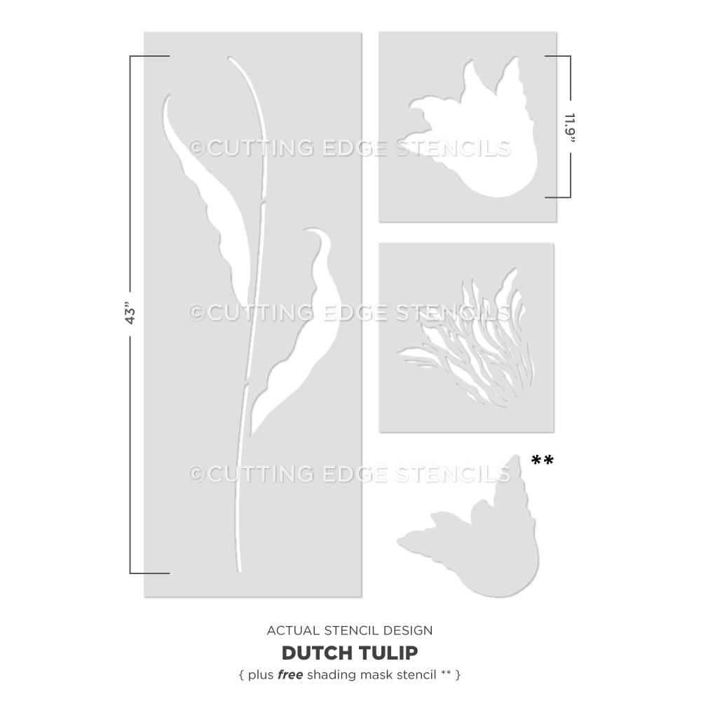 Dutch tulip floral stencil large flower stencils