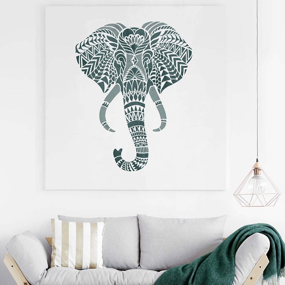 Elephant Stencil Tattoo Painted Canvas Stenciling Design