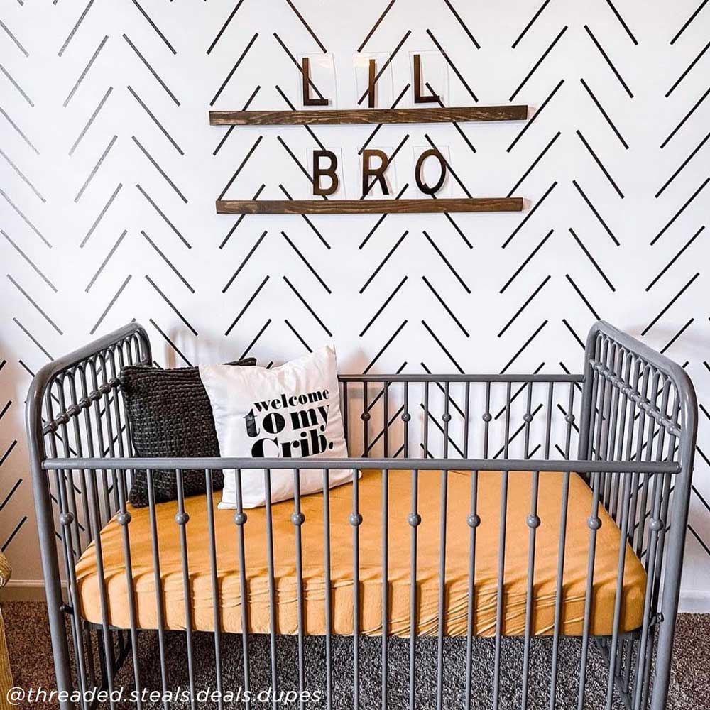 Herringbone nursery wall stencil