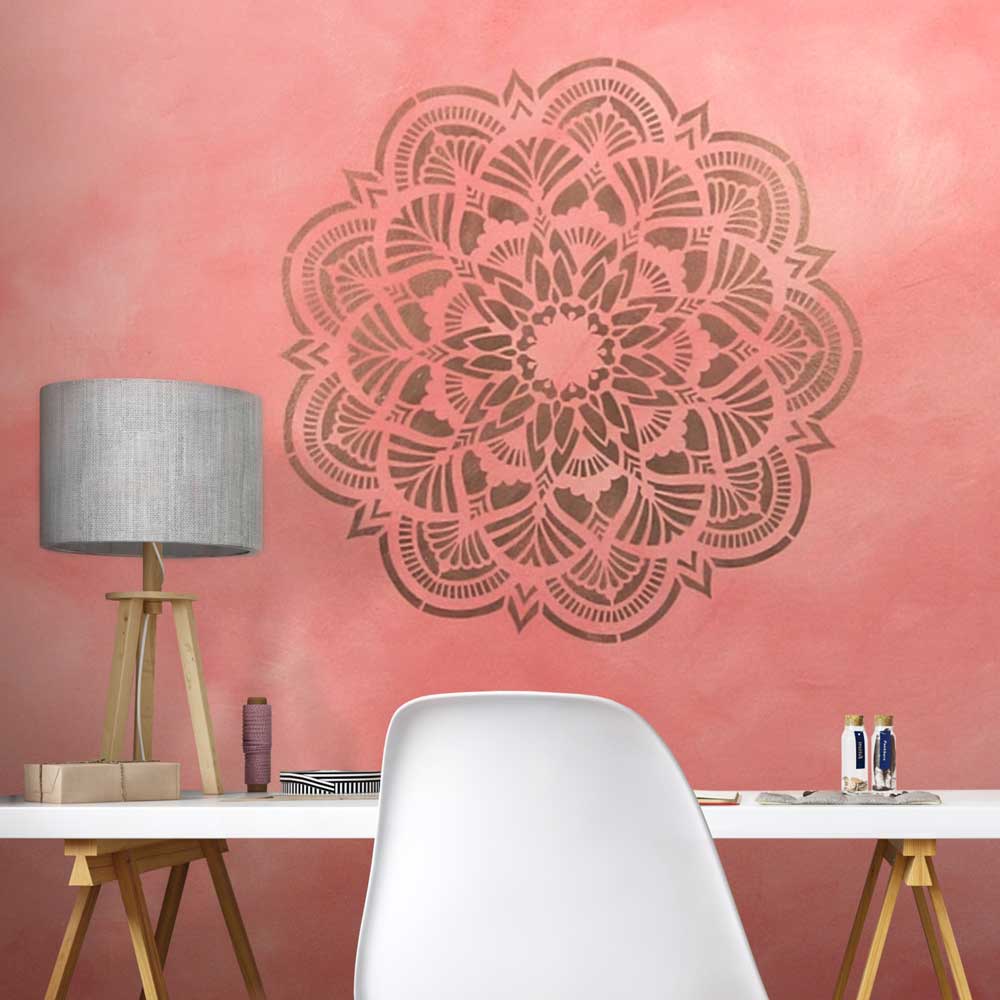 Metallic Empathy Mandala Stenciled Wall Art