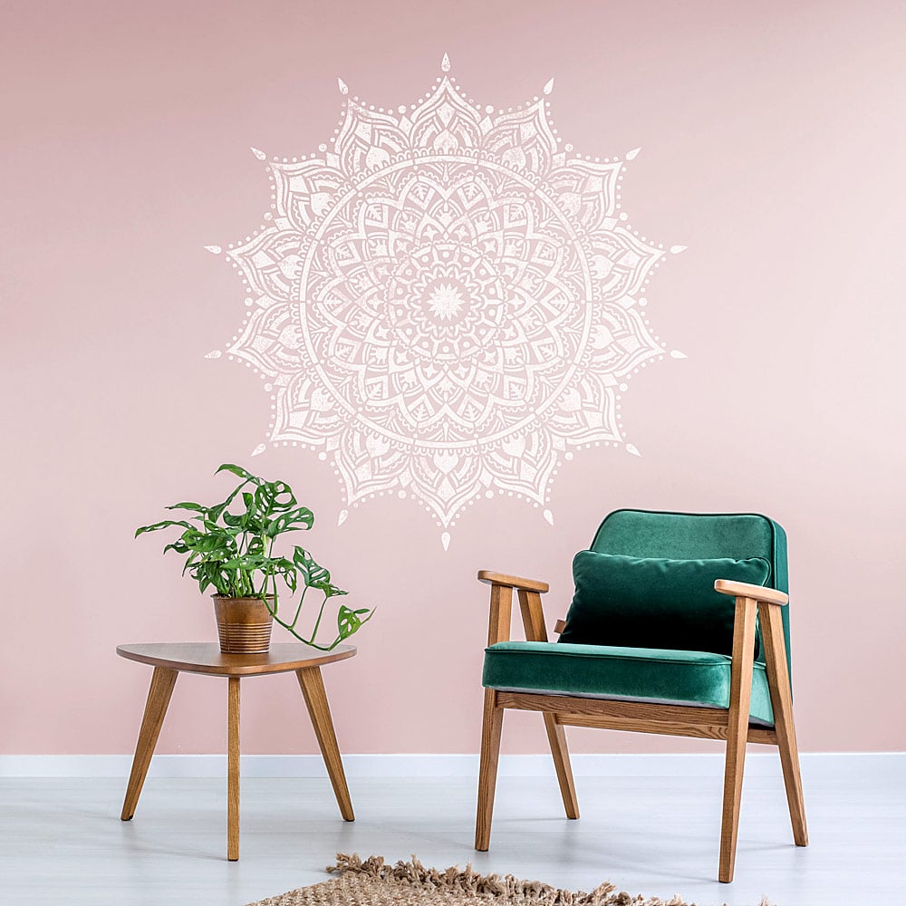 millenial pink wall mandala stencil