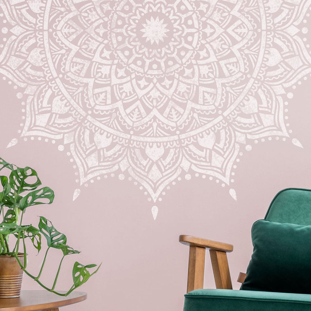 millenial pink wall mandala stencil