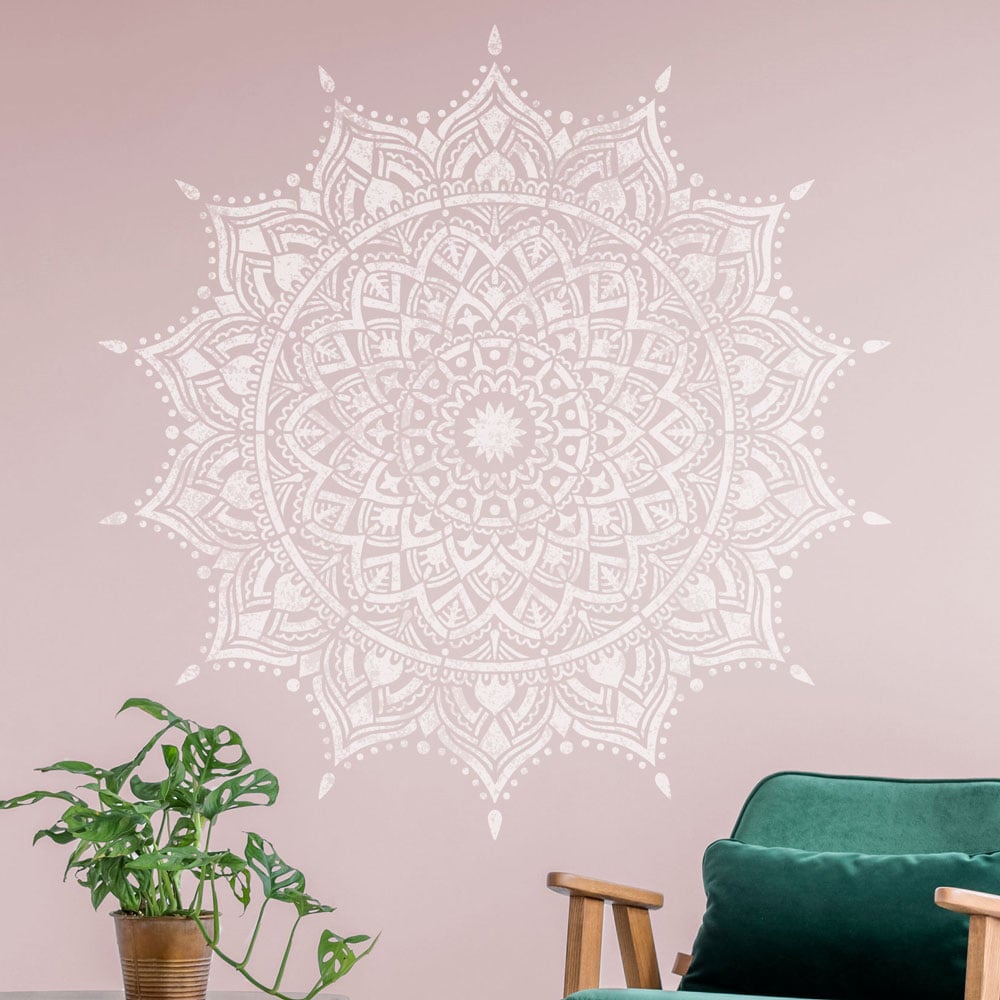 millenial pink wall mandala stencil