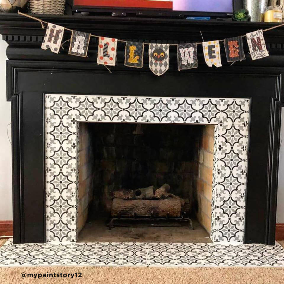 stenciled fireplace