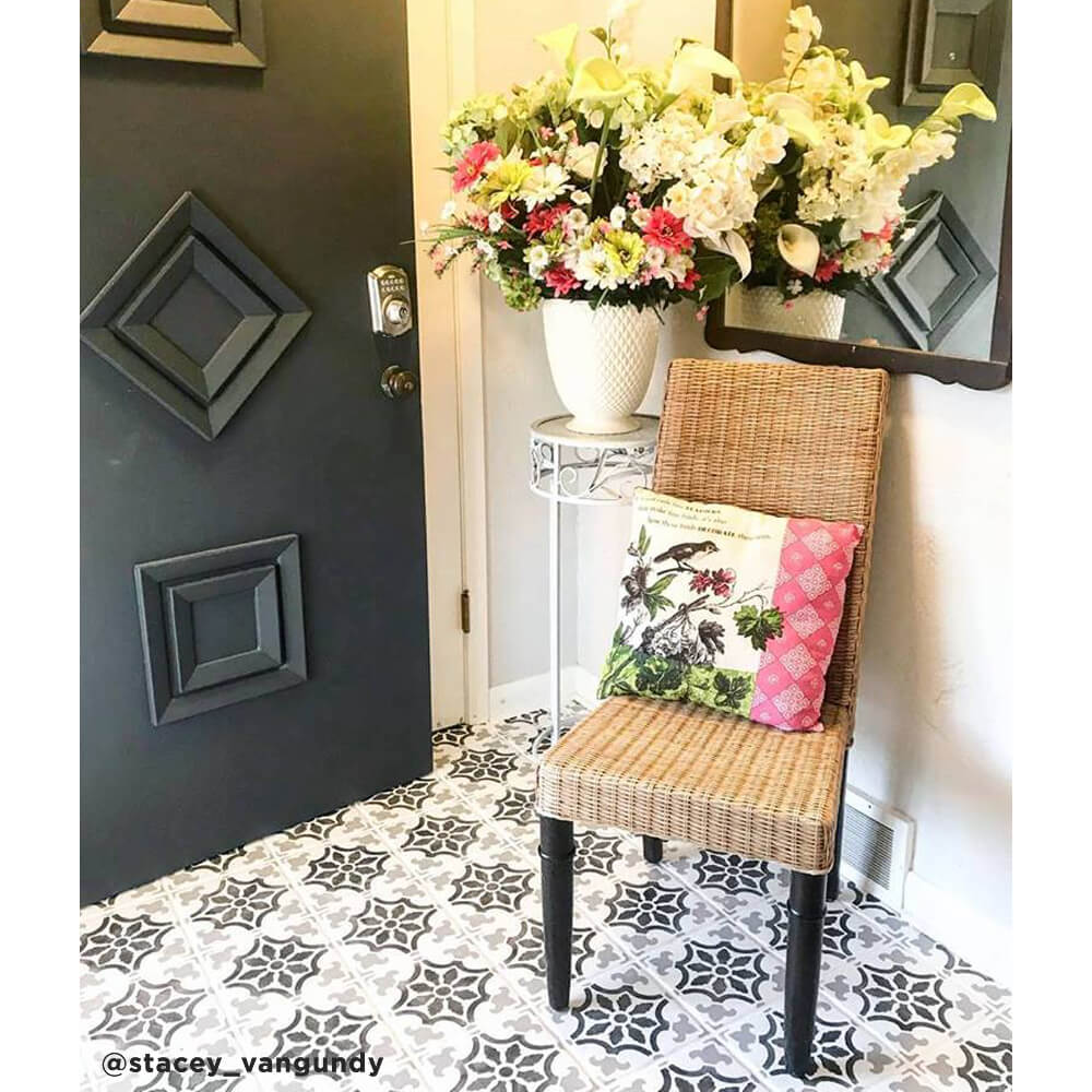 stenciled tile foyer floor