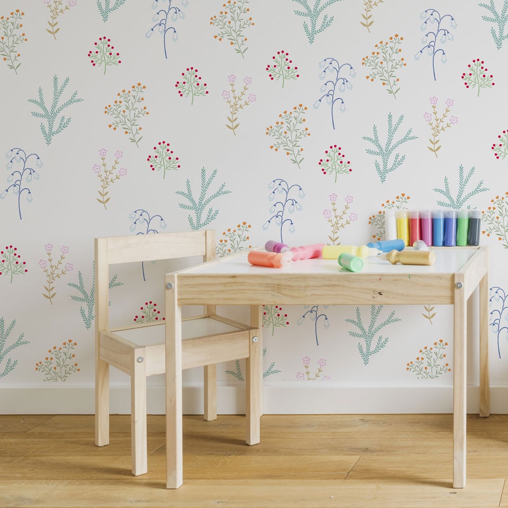 playroom wall stencil multicolored fairytale border stencil