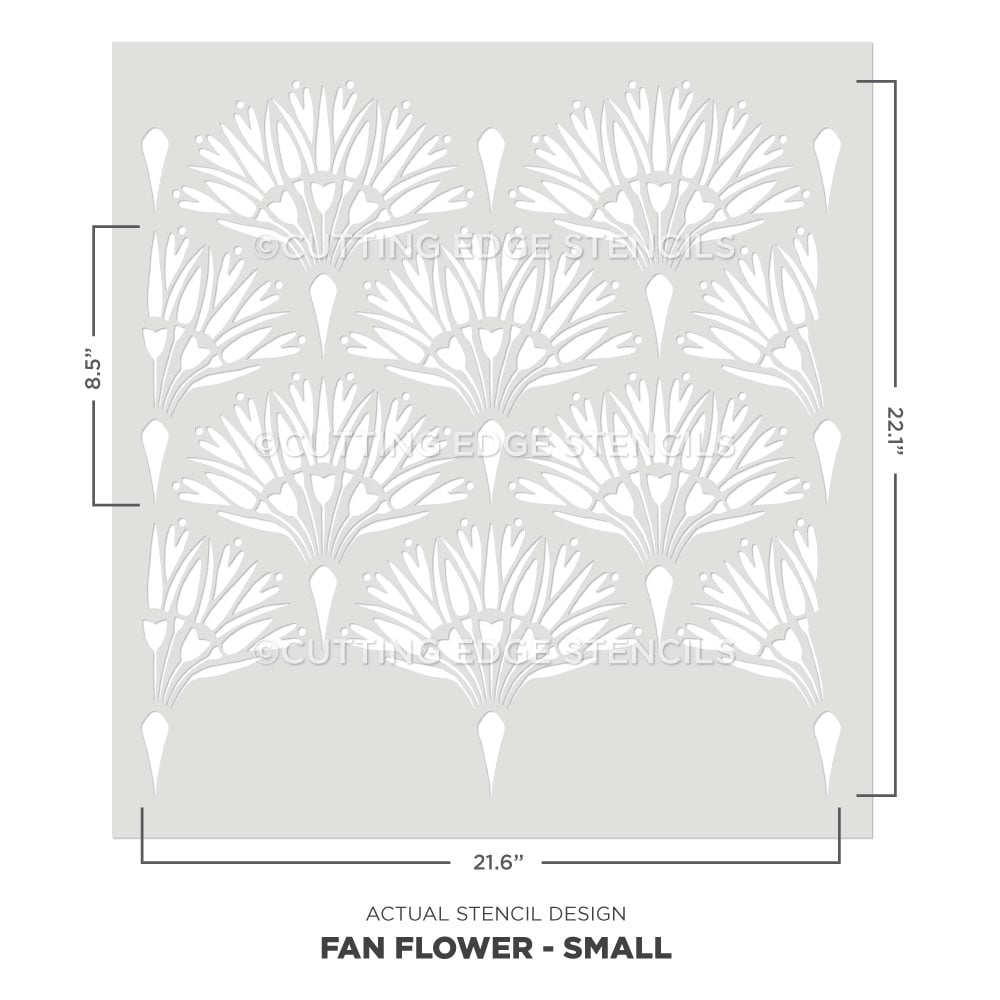 small size fan flower stencil actual stencil image