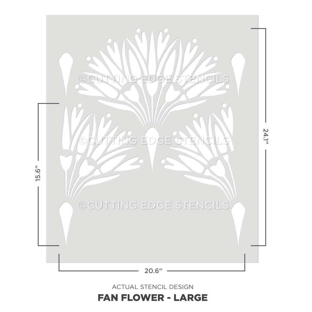 fan flower wall stencil large actual stencil image