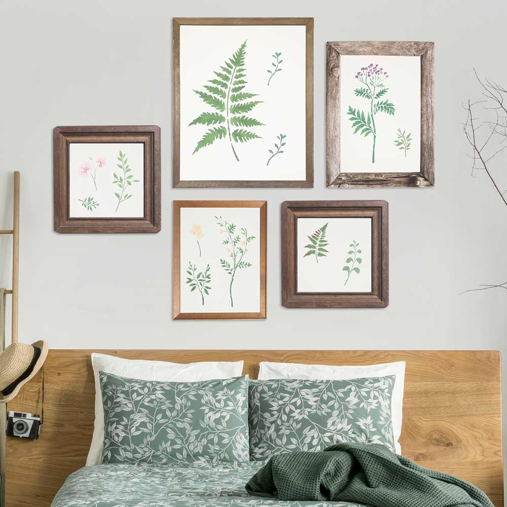 fern collage stenciled wall art