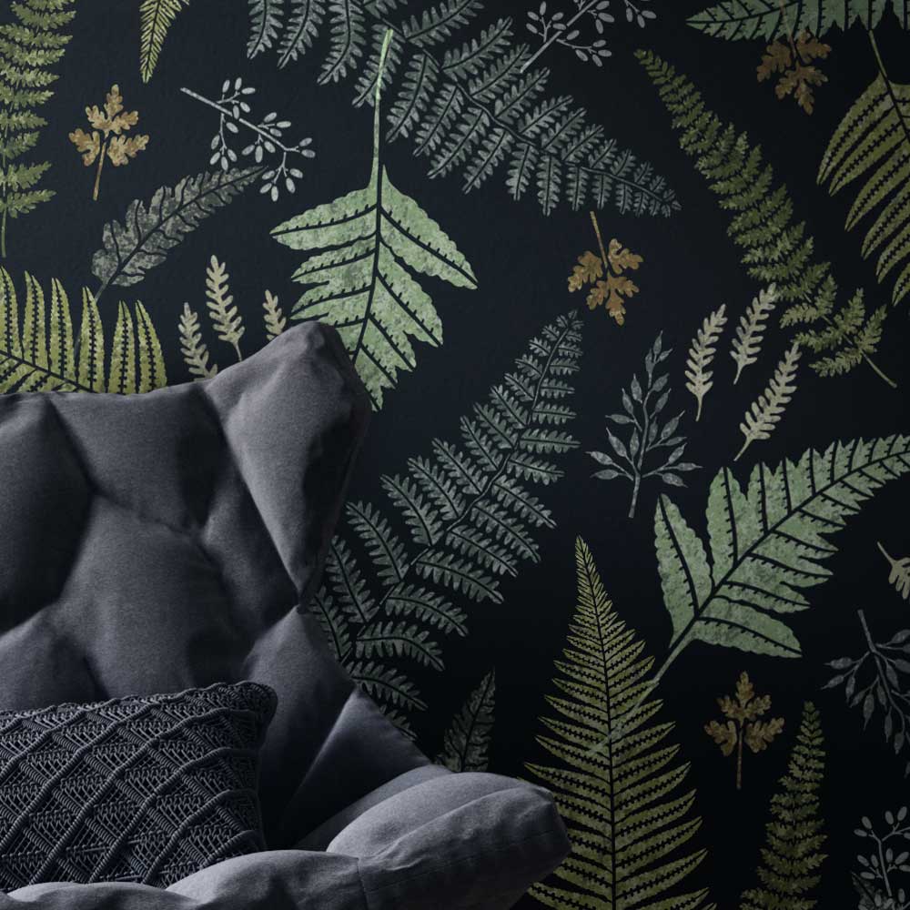 dark wall ferns tropical